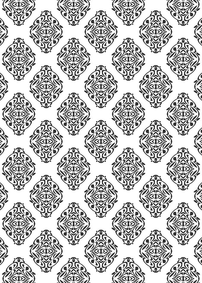 Black and White Ornamental Diamond Scrollwork