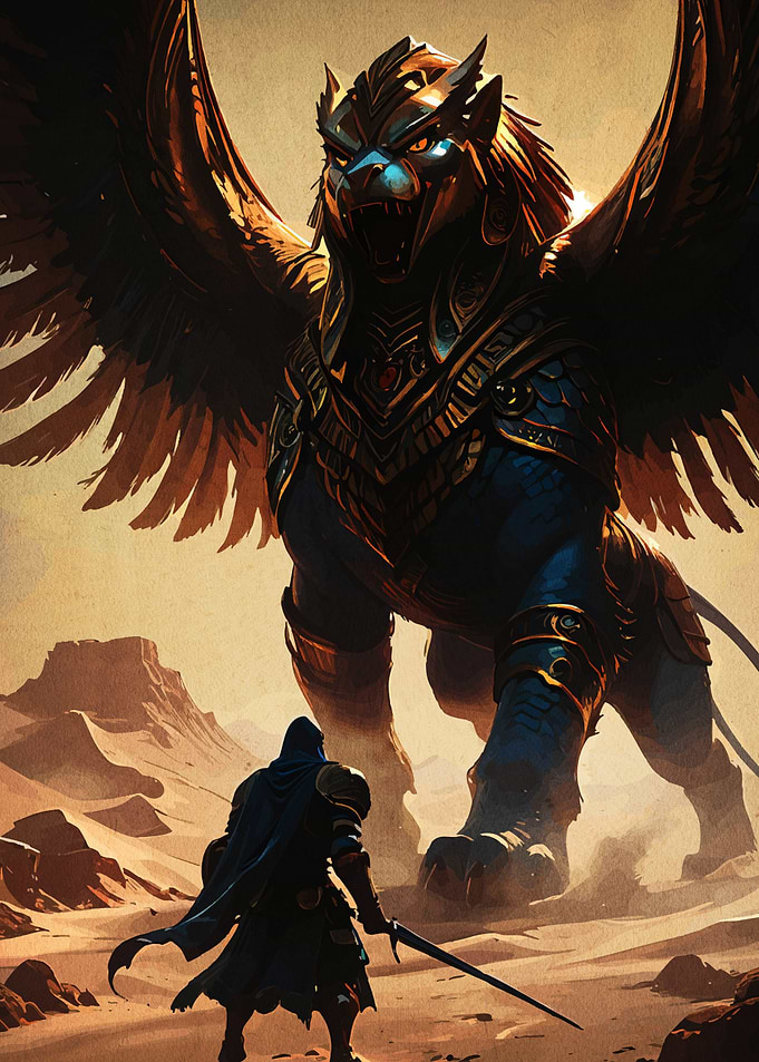 Sphinx Confrontation Desert Landscape