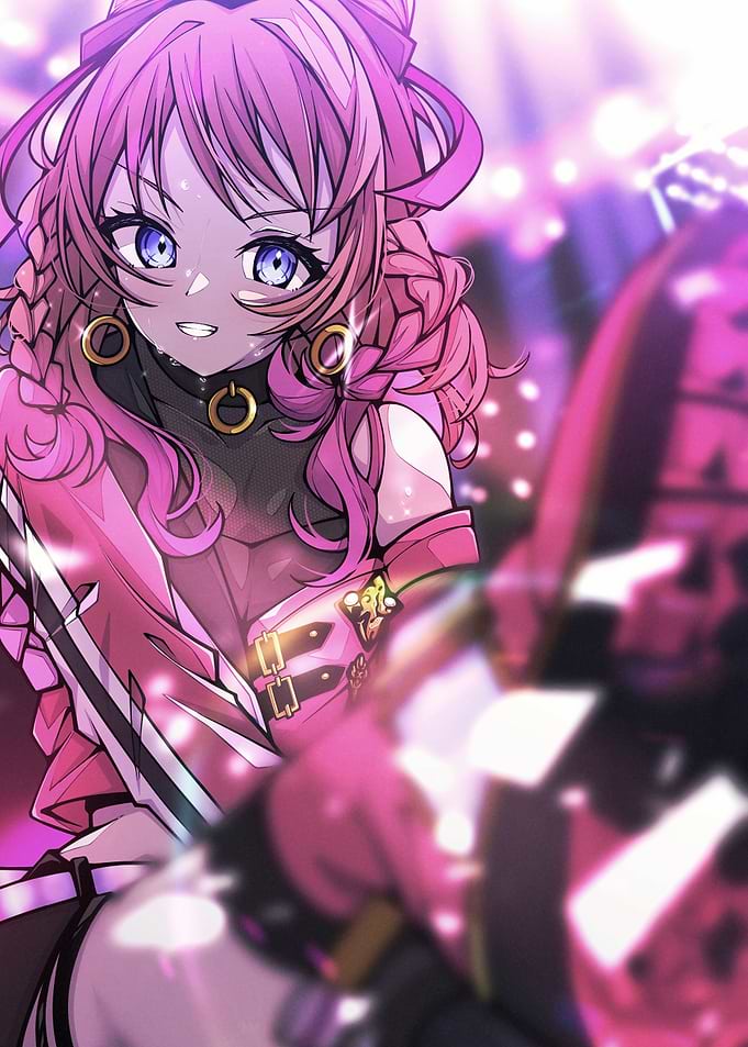 Anime Girl with Pink Hair