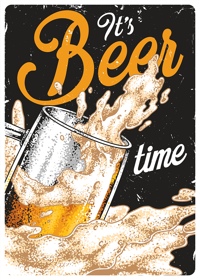 It's Beer Time Vintage Poster