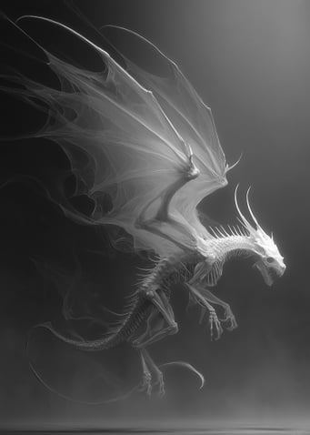 Monochrome Dragon Skeleton