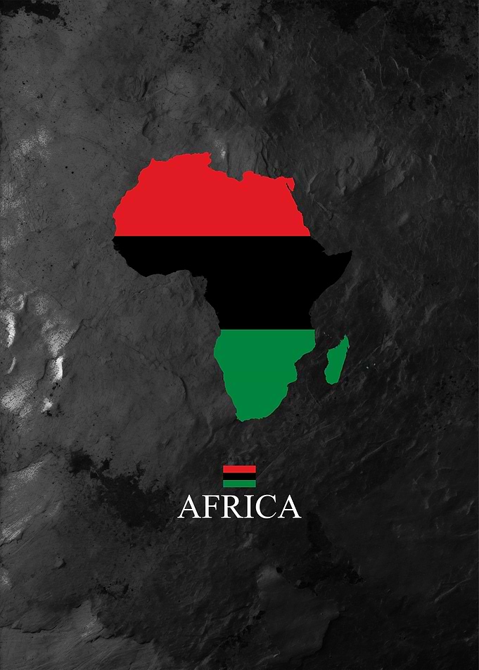 Africa Map Pan-African Flag Colors