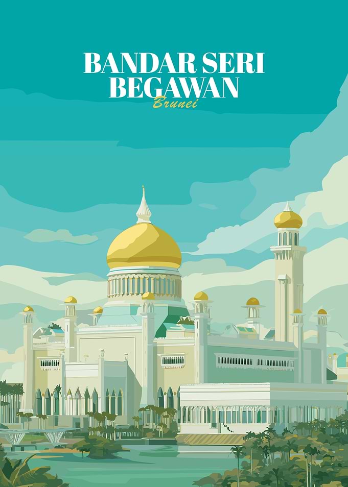 Bandar Seri Begawan, Brunei Travel Poster