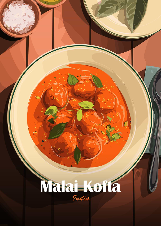 Malai Kofta Indian Dish Illustration