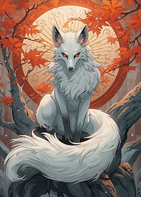 White Fox with Red Eyes