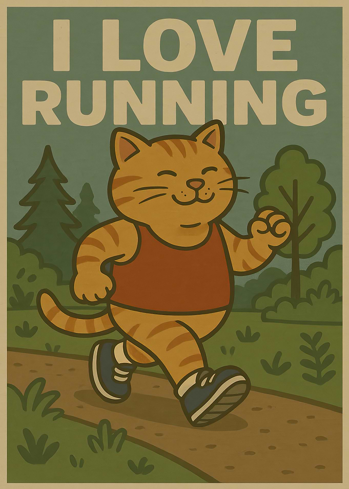 I Love Running Cat Poster