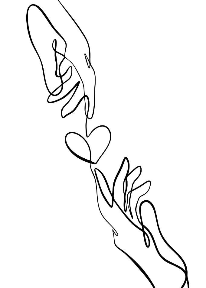 Minimalist Hands Reaching for Heart