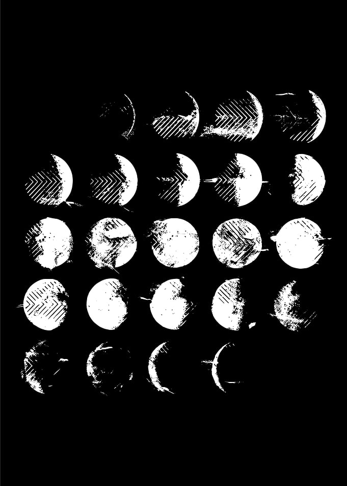 Moon Phases Black and White