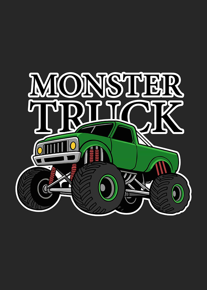 Green Monster Truck Cartoon Illustration