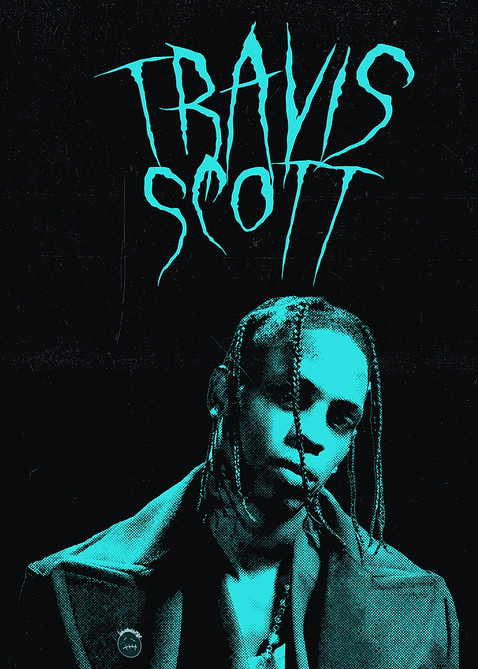 Travis Scott Teal Portrait