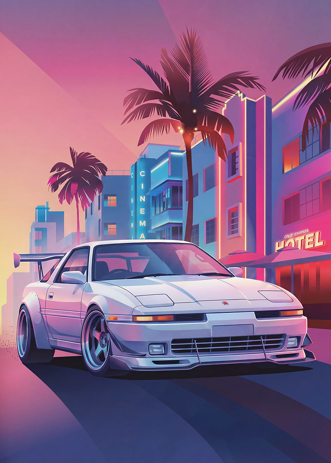 White Sports Car in Miami