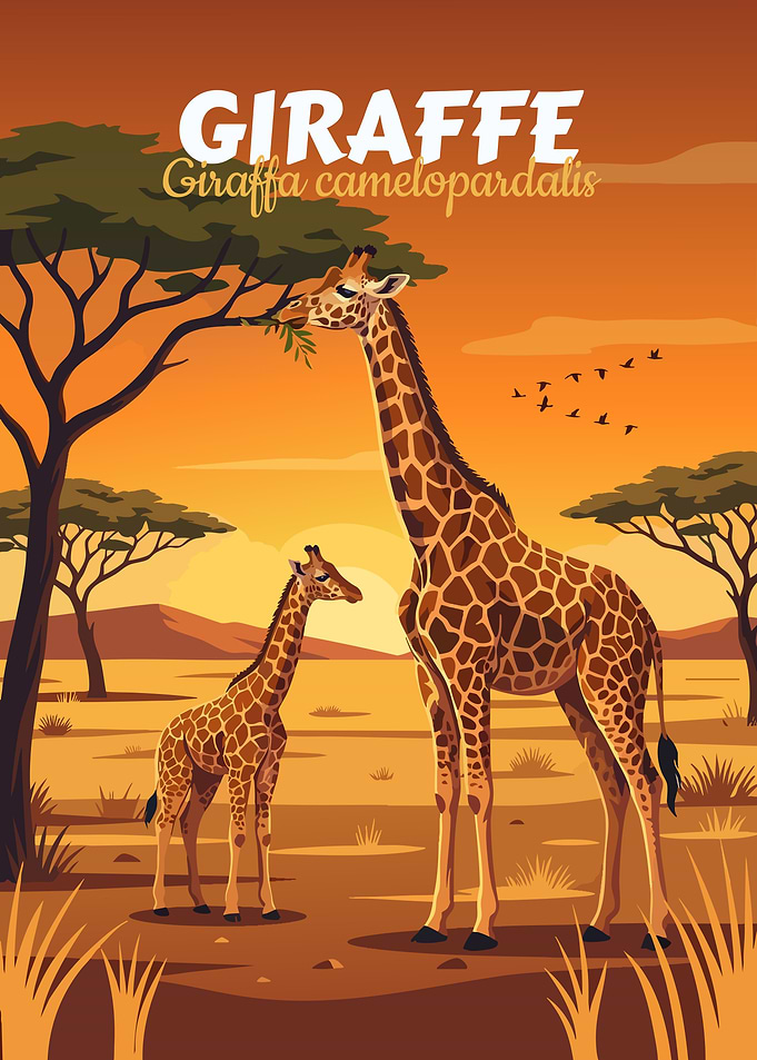 Giraffe in African Landscape