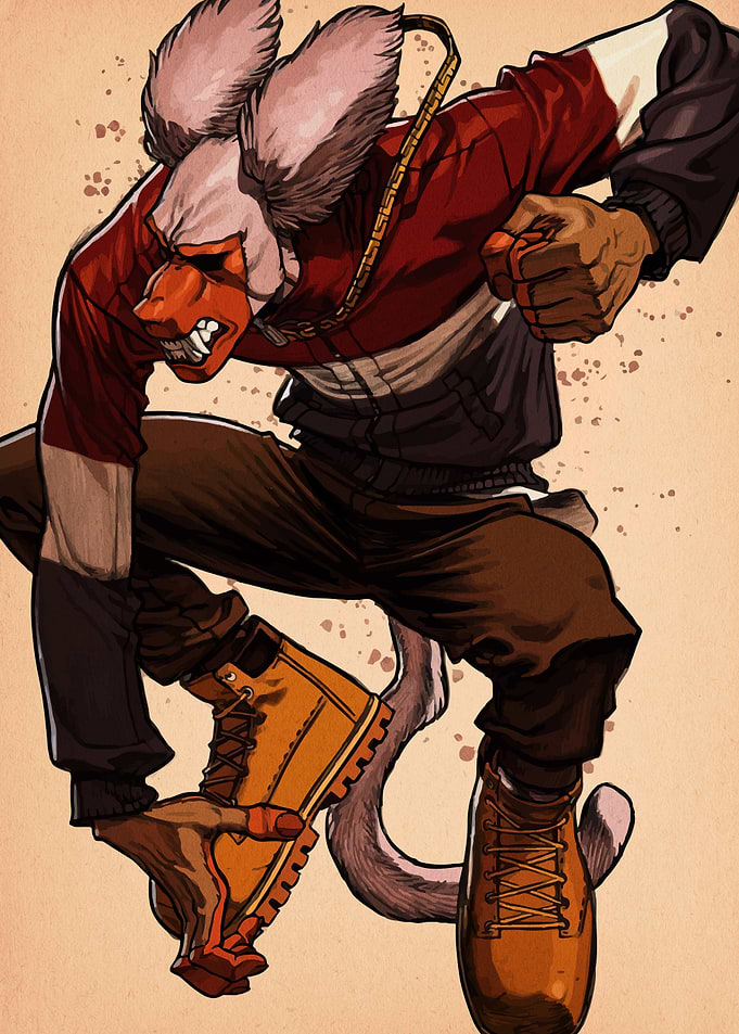 Anthropomorphic Character in Action Pose