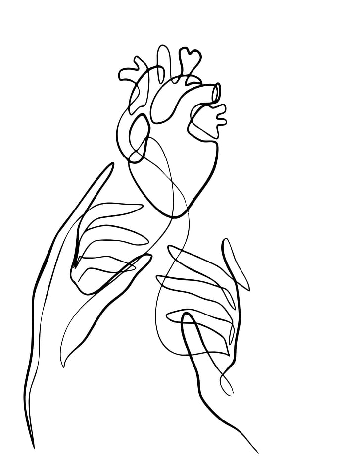 Heart and Hands Line Art