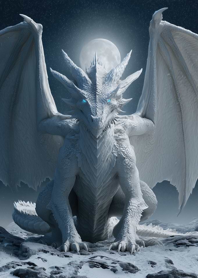 White Dragon Under Moonlight