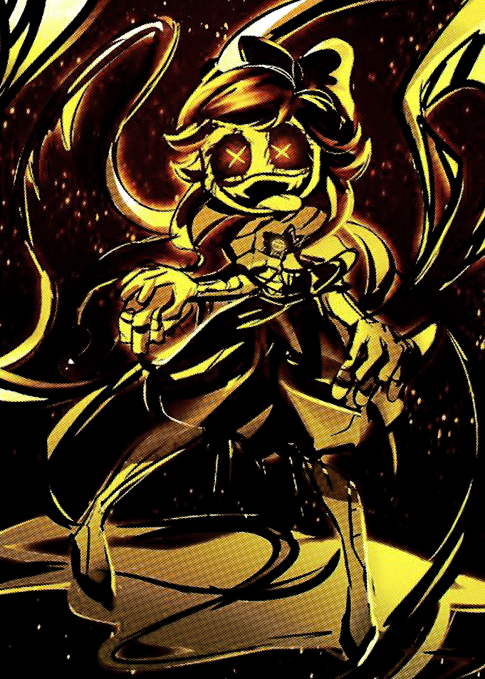 Golden Cartoon Character with X Eyes