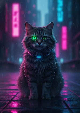 Cyberpunk Neon Cat