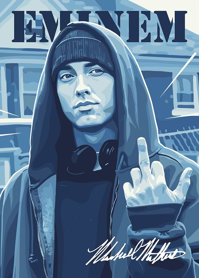 Eminem Portrait with Middle Finger