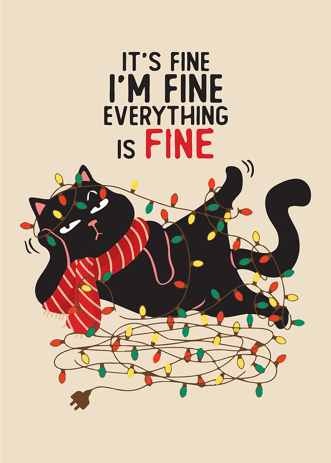 It's Fine Cat Christmas Lights