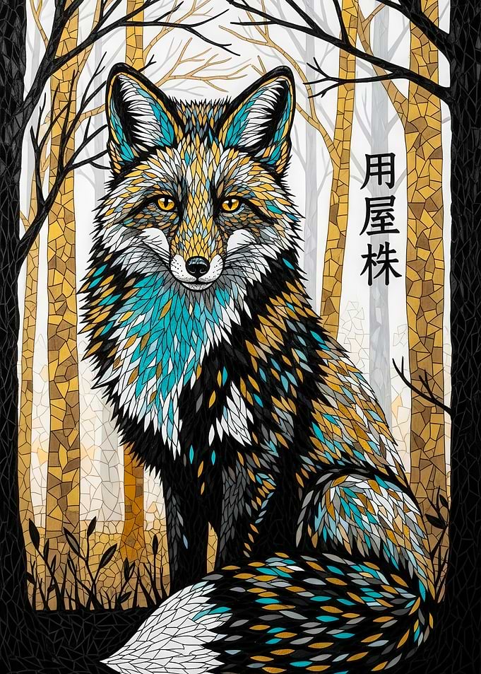 Fox in Forest Mosaic Art