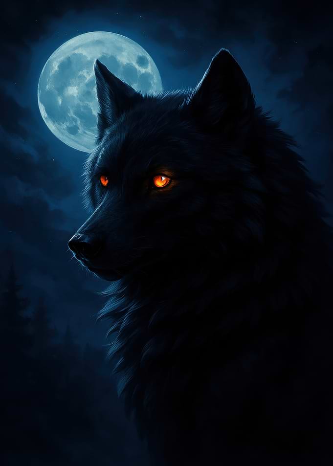 Wolf under the moonlight