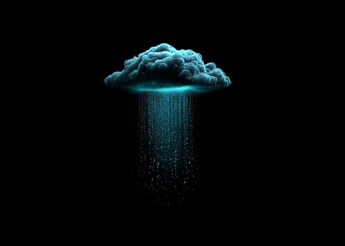Glowing Cloud with Rain on Black