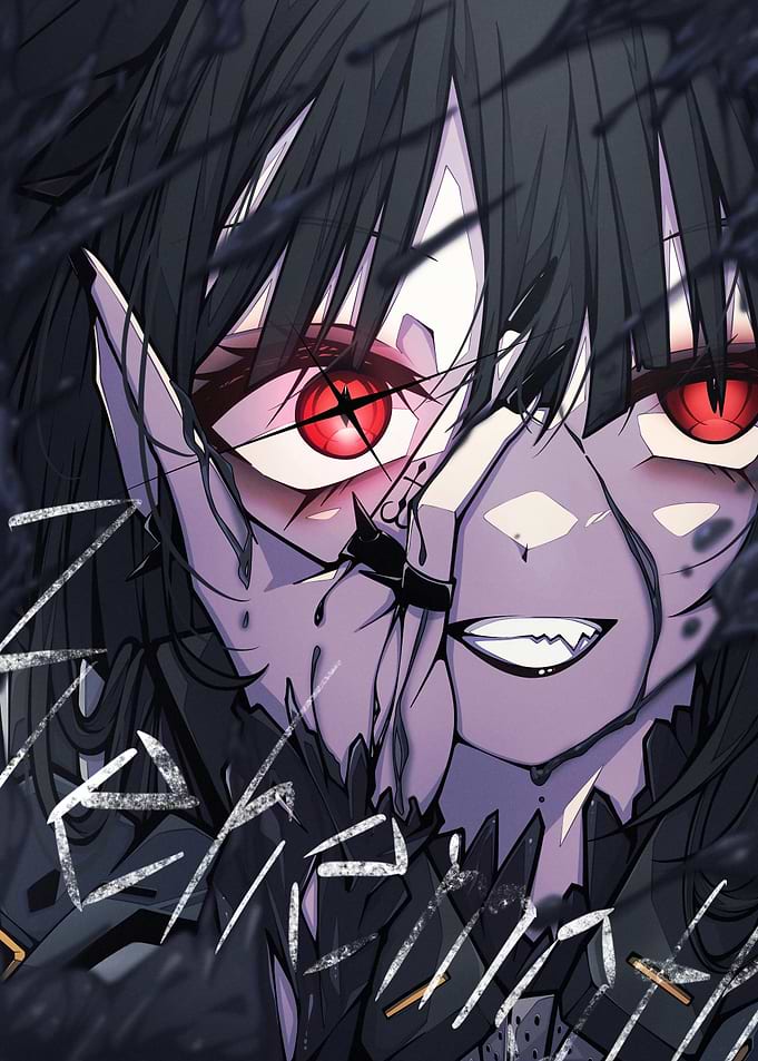 Intense Red-Eyed Character Portrait