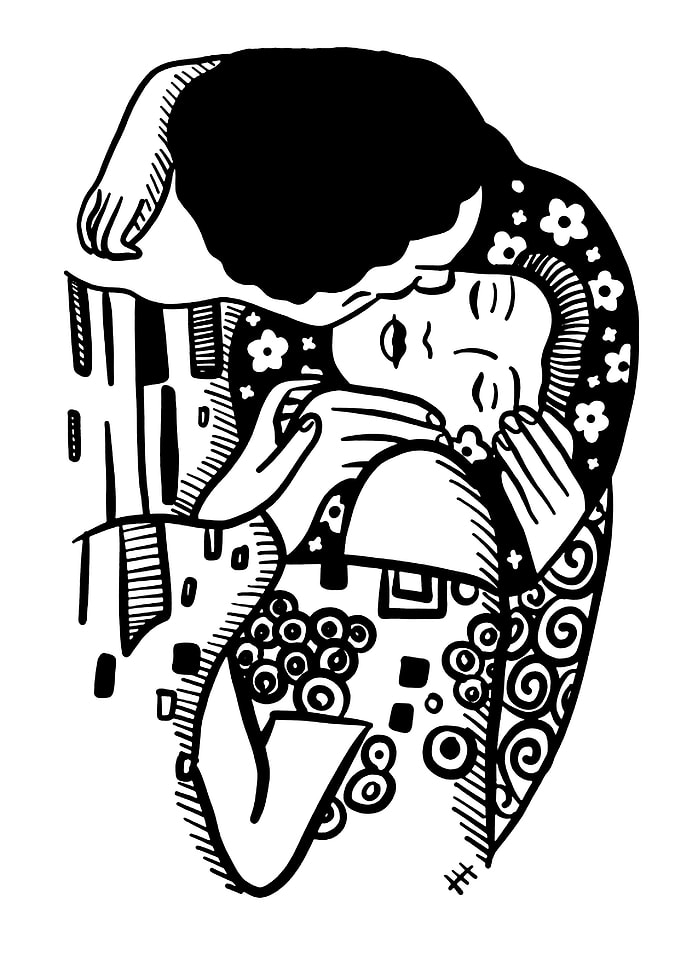 Black and White Kiss Illustration