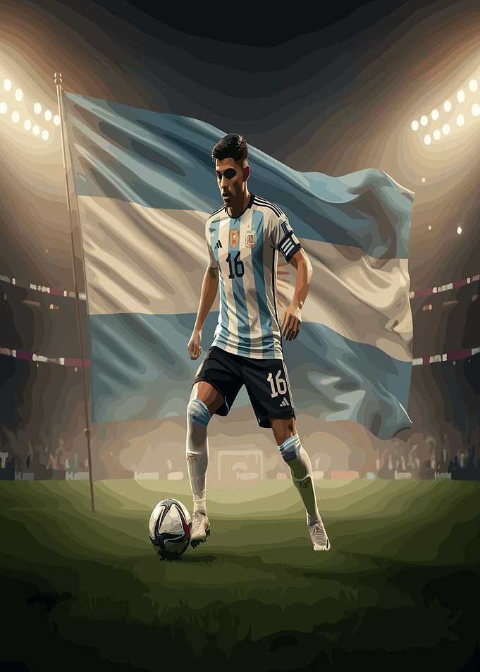 Argentinian Soccer Player with Flag