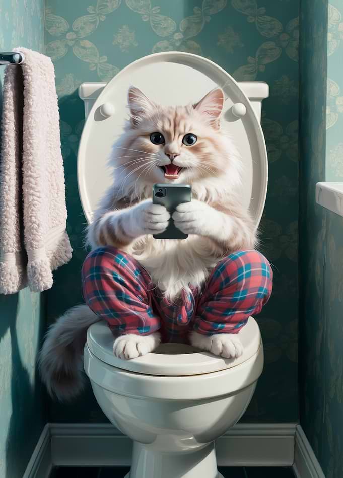 Bathroom Cat's Digital Pause