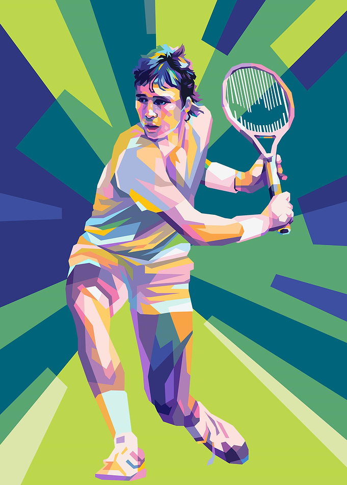 Ivan Lendl in Colorful portrait illustration