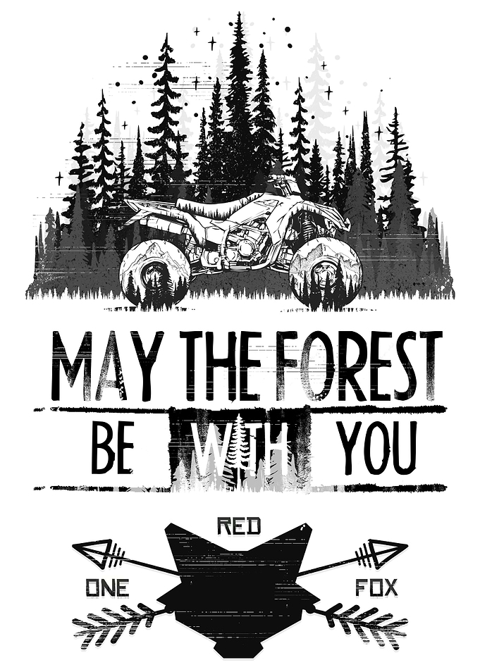 ATV in Forest with Text