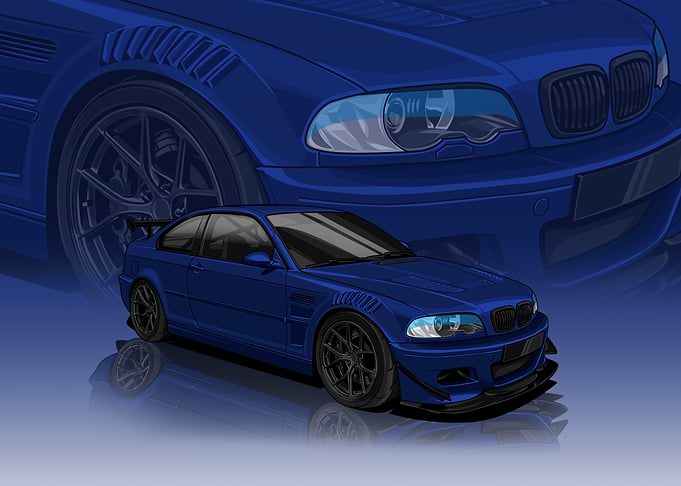 Blue bmw m3 e46 Illustration D