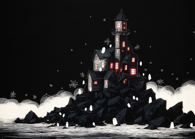 Haunted House on Rocky Coast
