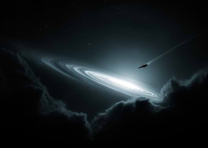Spacecraft flying near a galaxy