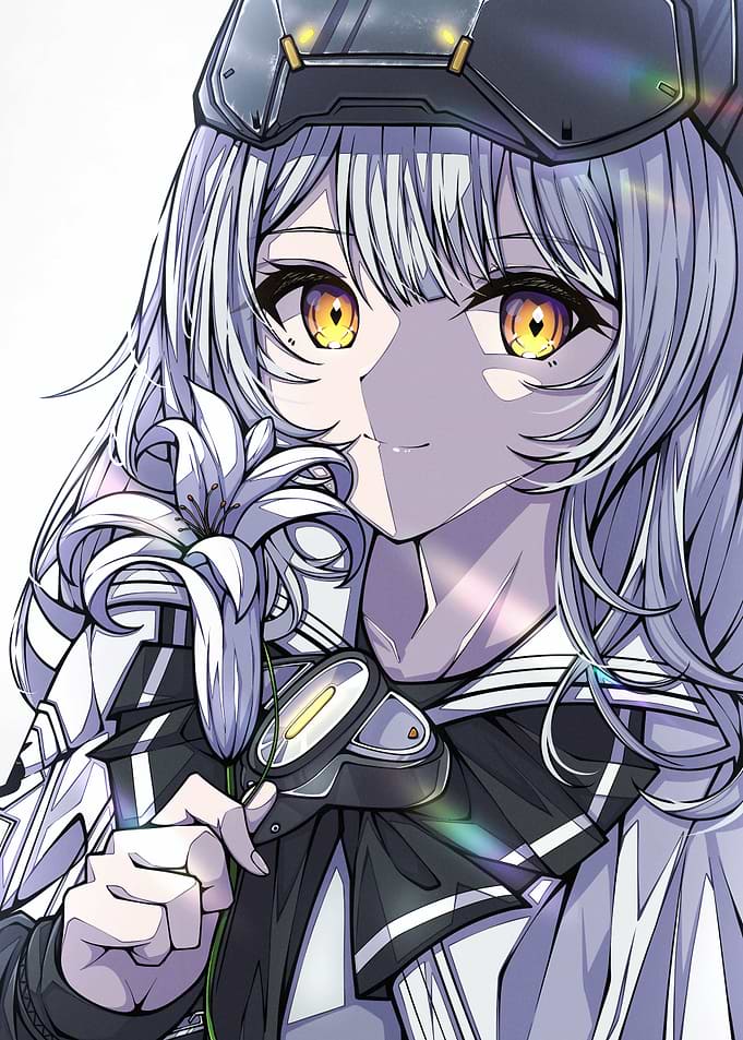 Anime Girl with Lily and Headgear
