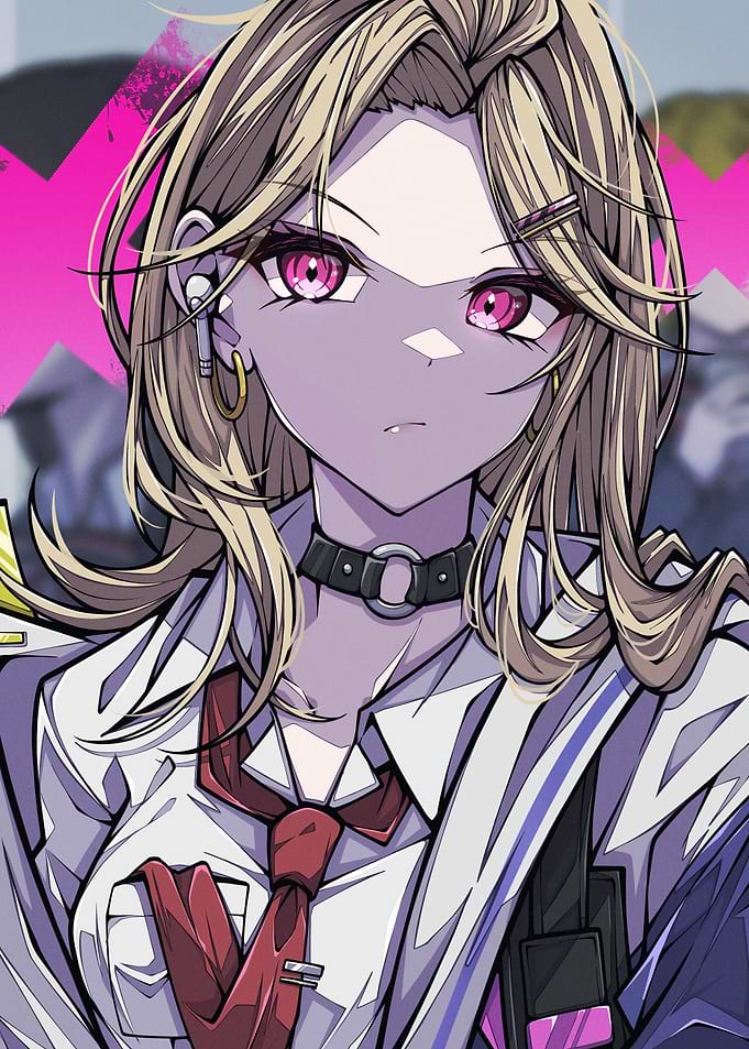 Anime Girl with Pink Eyes