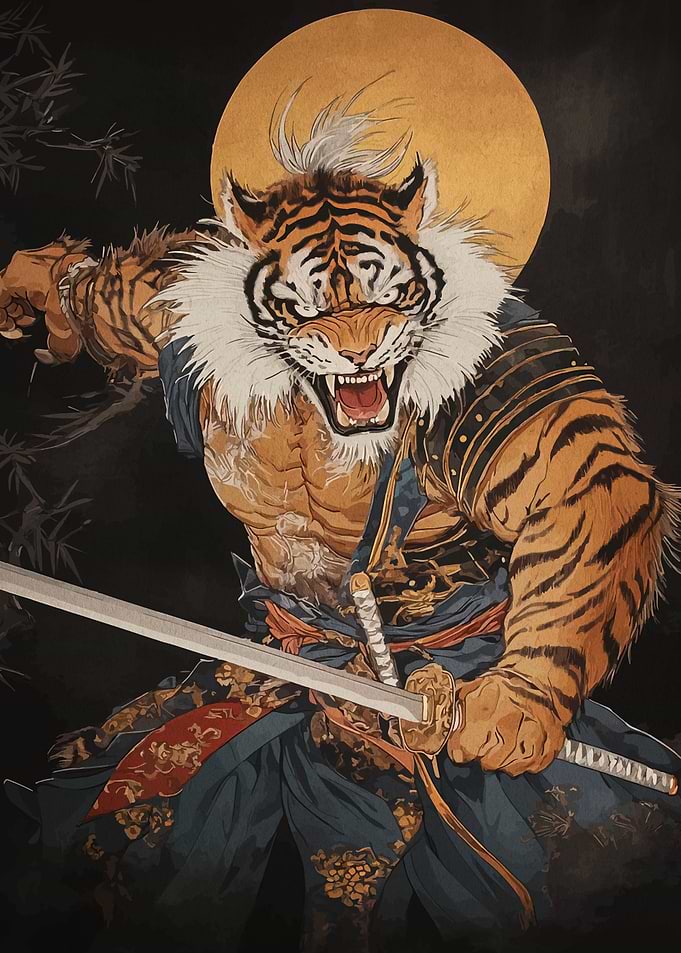 Tiger Samurai Warrior with Katana