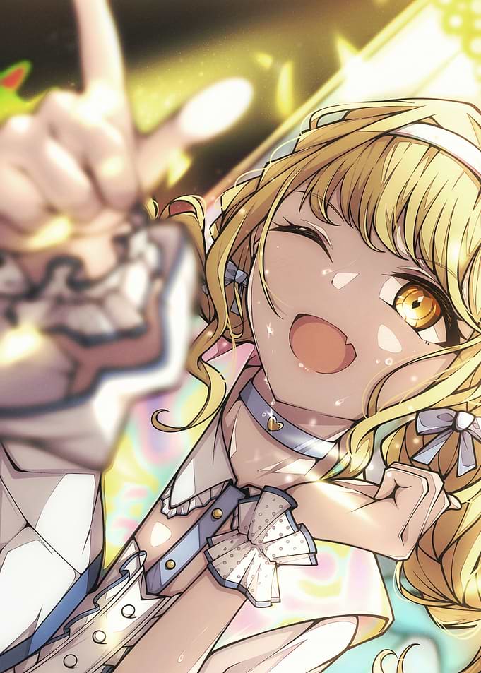 Anime Girl Winking with Peace Sign