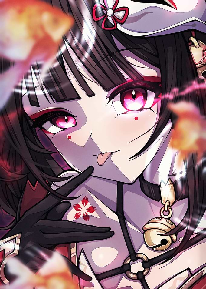 Anime Girl with Fox Mask