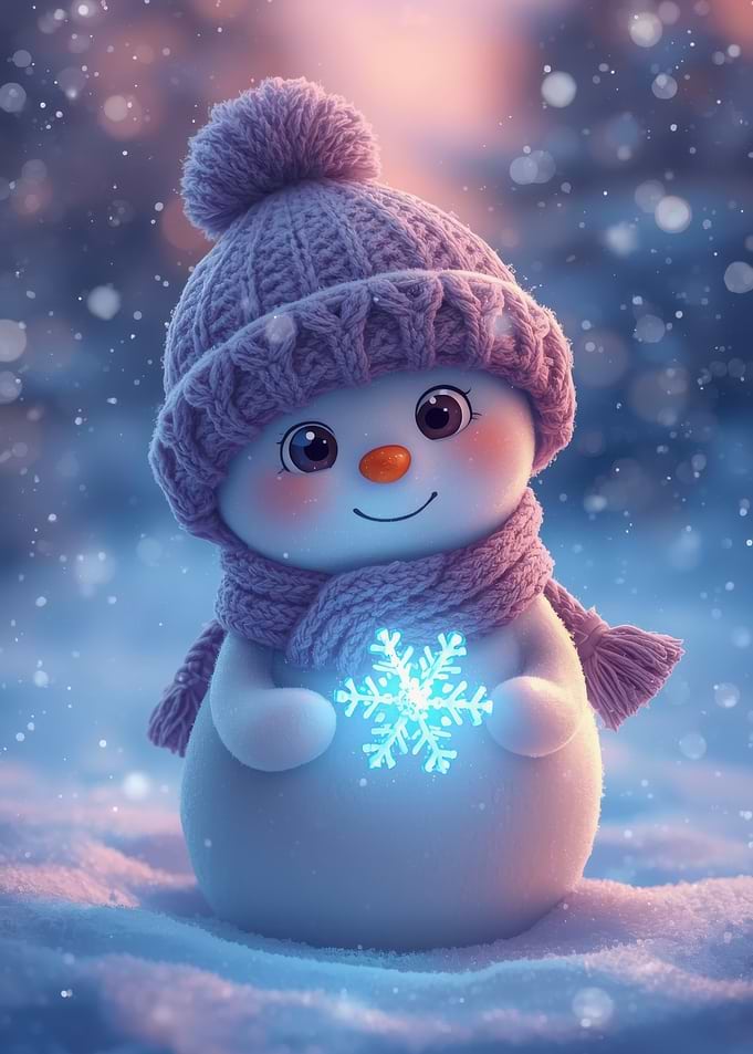 Cute Snowman with Snowflake