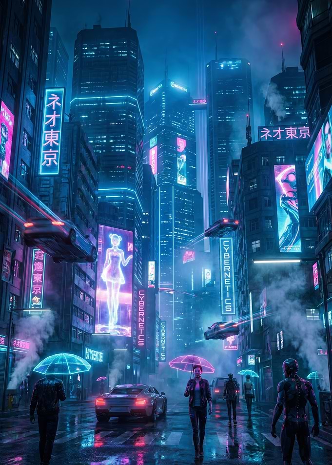 Neon Cyberpunk Cityscape at Night