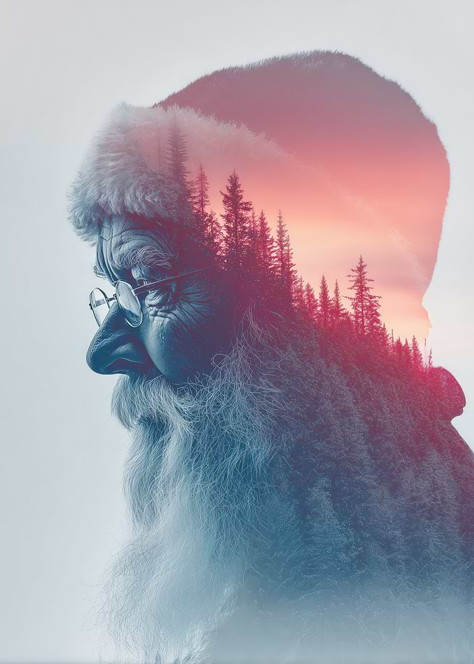 Santa Claus Double Exposure Portrait