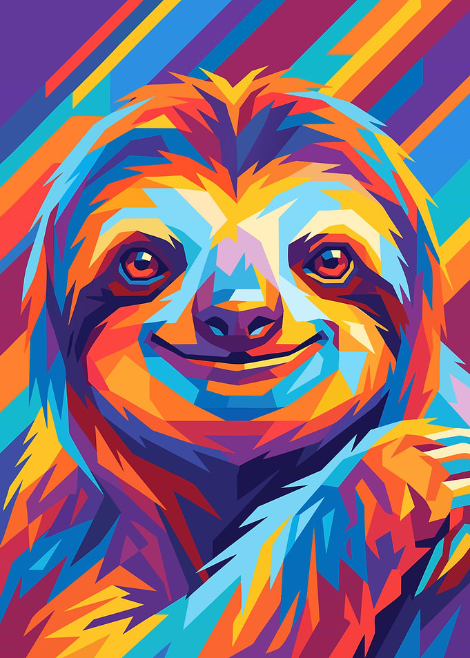 Colorful Sloth Portrait