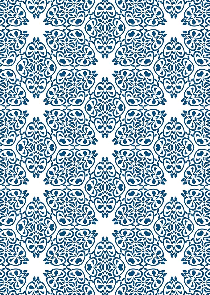 Blue Paper Cut Floral Pattern