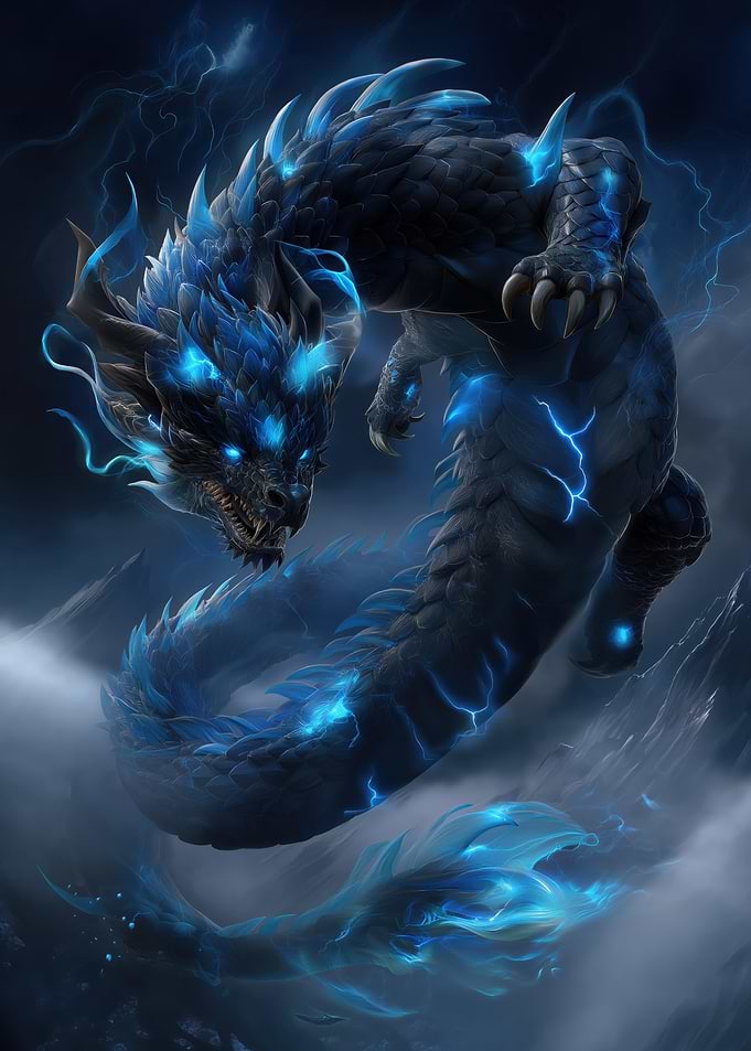 Blue Lightning Dragon Fantasy