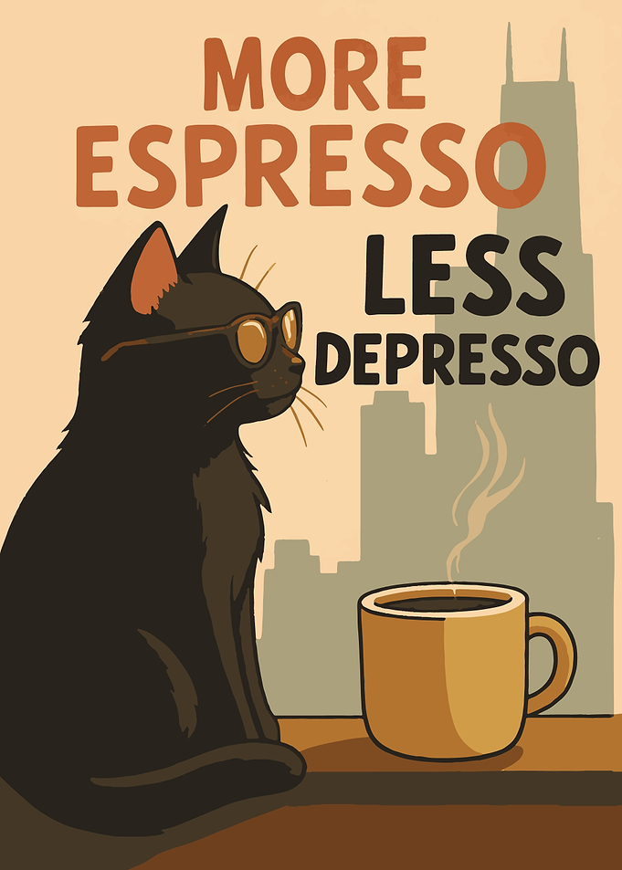 More Espresso Less Depresso Cat Poster