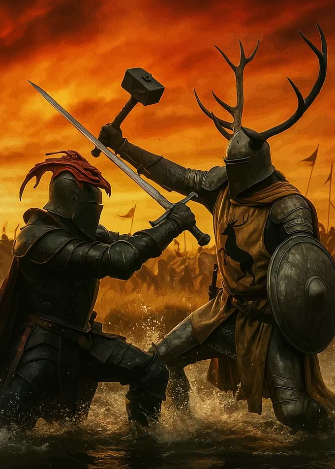 Medieval Knights Battle Water