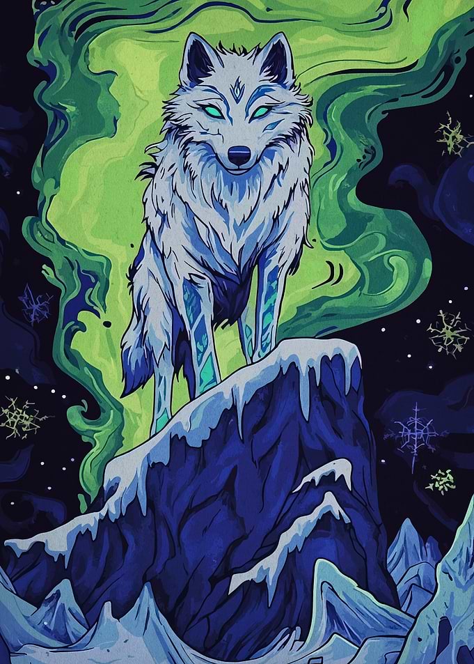 Arctic Wolf on Mountain Peak