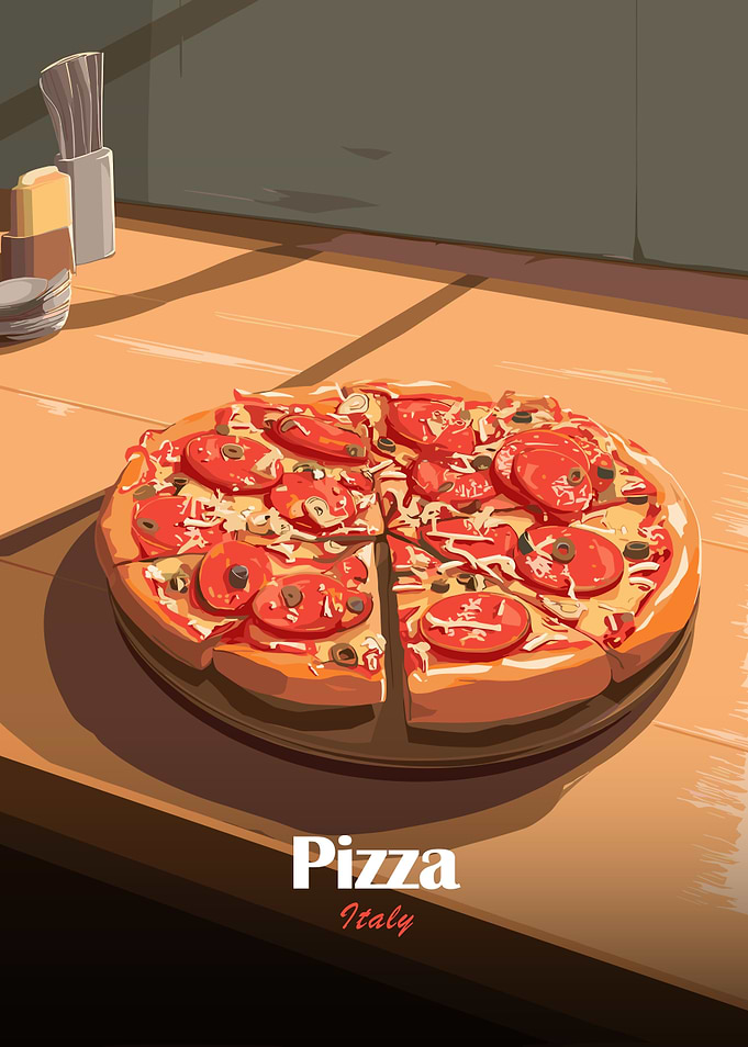 Delicious Pizza Illustration